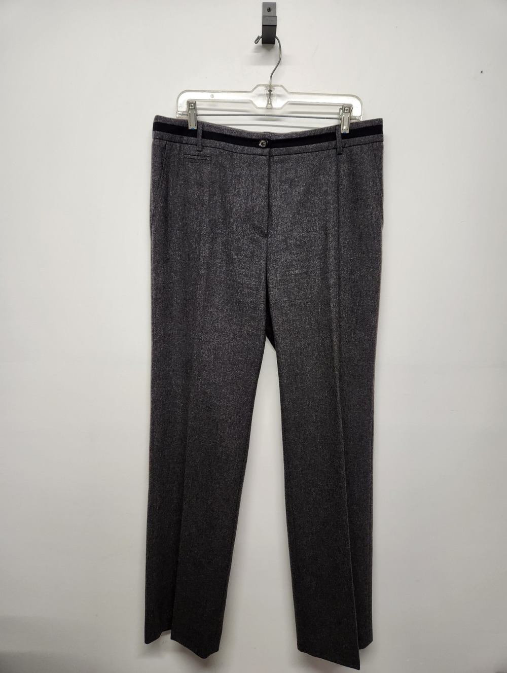 Gerard Darel Women's Wool Wide Leg Dress Trouser Pants, Sz 44, Gray/Black Color